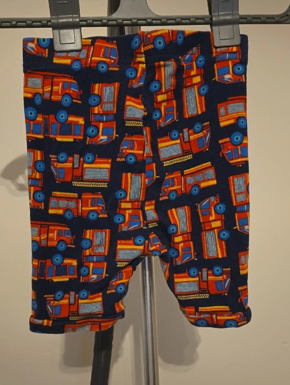 Old Navy Boys Navy Pajama Shorts with Orange Fire Truck Print